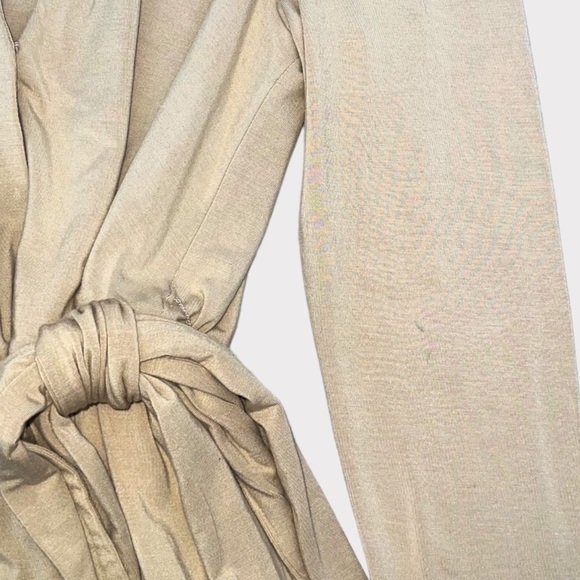 Rebecca Taylor V-Neck Modal Tie Waist Top Golden Rod Tan - Picture 5 of 5